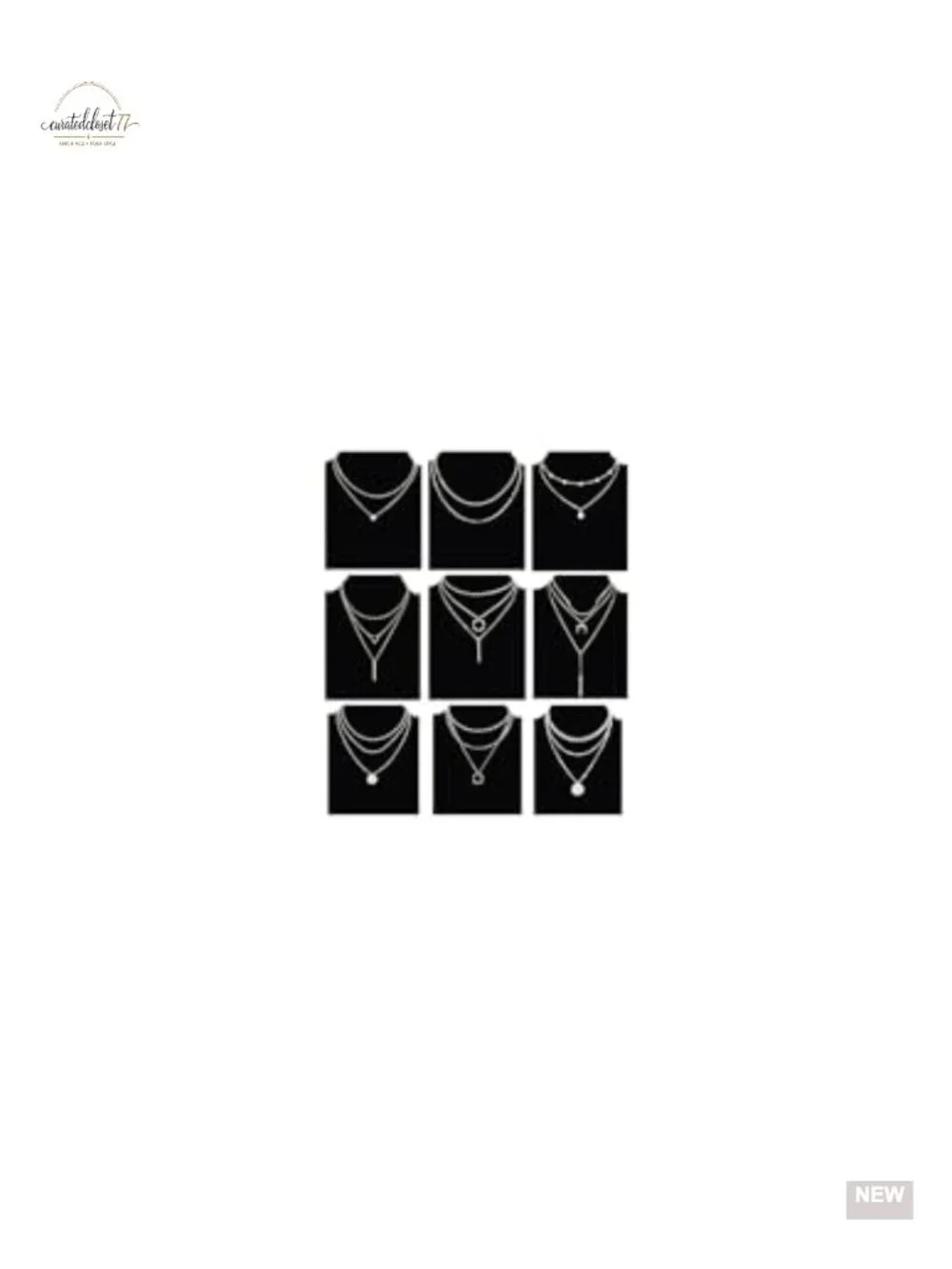 9Pcs 18K Gold Plated Layered Necklace Set with Paperclip Cuban Chain Pendant